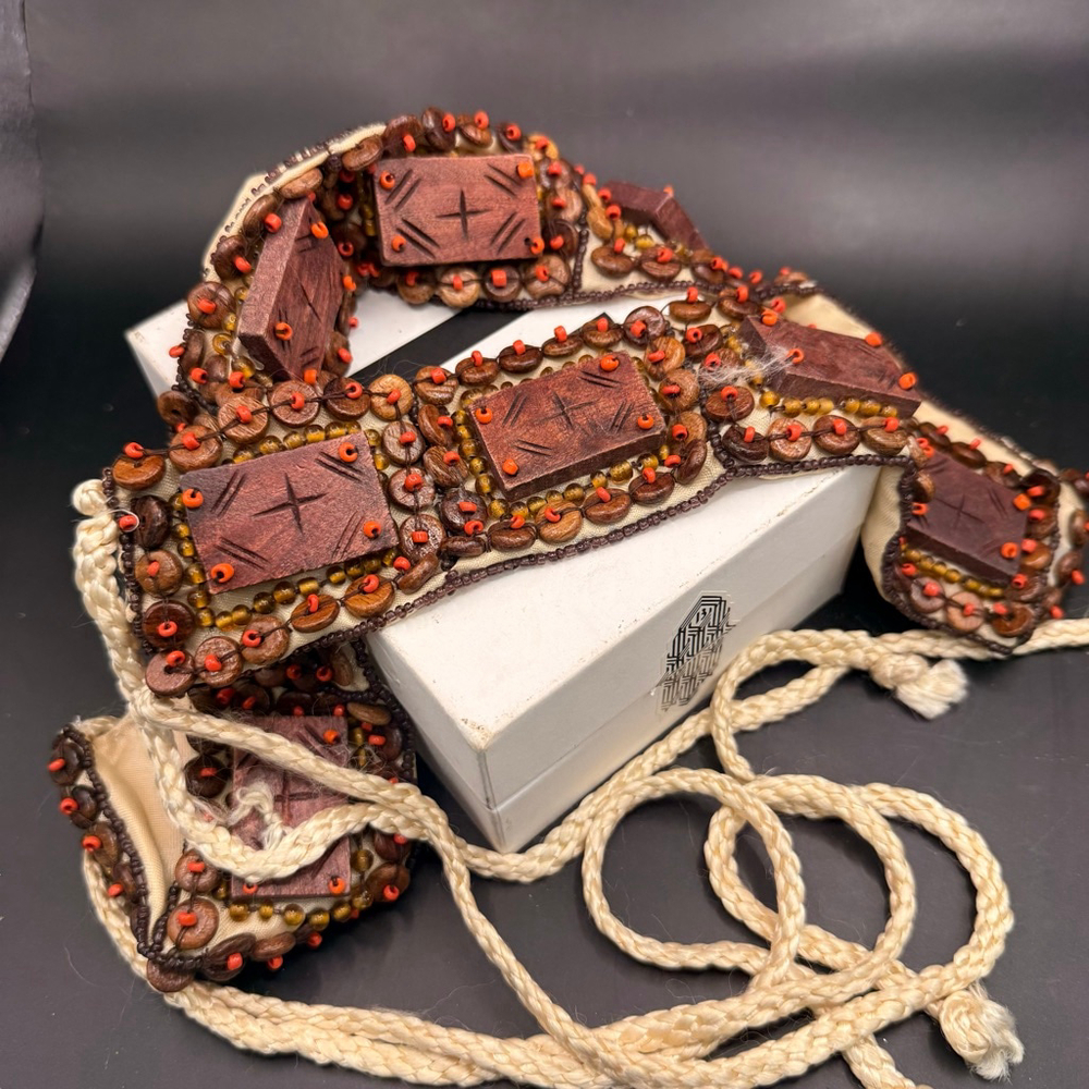 Women's Unbranded Brown & Orange Beaded Belt One Size